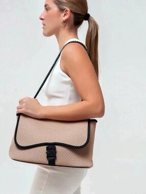 Popups Polka Dot Chain Shoulder Bag in Cream & Black Like New